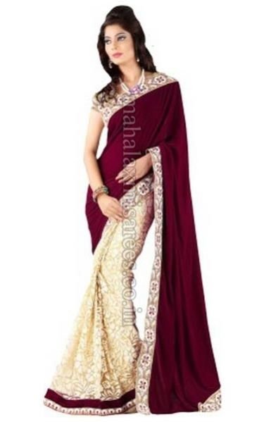 F - Suchi Fashion Embriodered Fashion Velvet, Net Sari - 1583