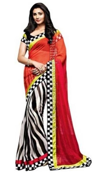 F - Temptingg Fashions Printed Bollywood Jute Sari - 1296
