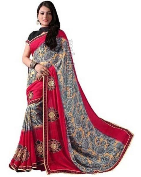 F - Texclusive Self Design Bollywood Satin Sari - 1332