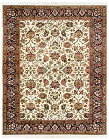 Keschamar Beige Navy Hand Knotted Woolen Carpets