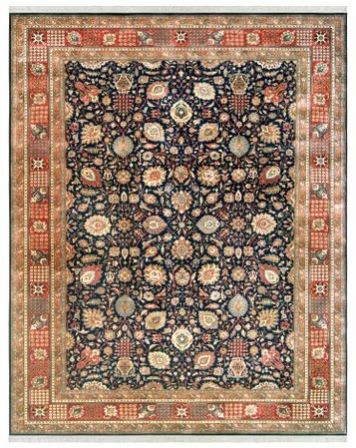 Tabriz Navy Rust Hand Knotted Woolen Carpets