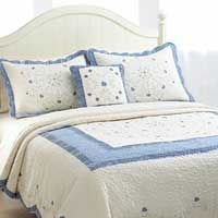 Laura Blue Machine Quilted Bedspread