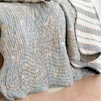 Leo Blue Hand Quilted Bedspread