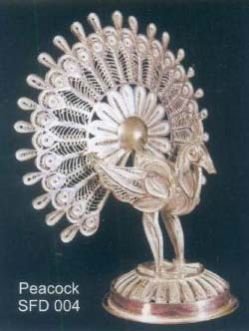 Silver Peacock Statue