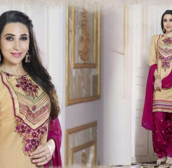 Pink & Golden Dress Material