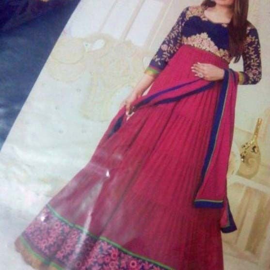 Red & Blue Anarkali Suit
