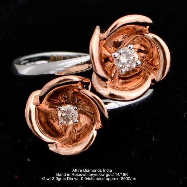 Ladies Rose Gold Diamond Rings(ATLR-N198)