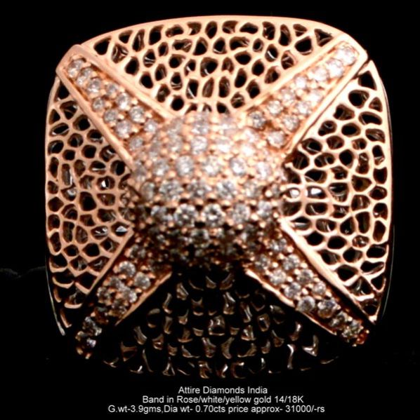 Ladies Rose Gold Diamond Rings(ATLR-TL25)
