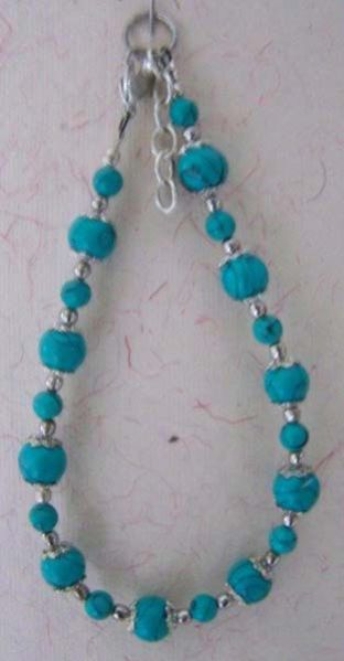 Bracelet Malachite with Metal Beads