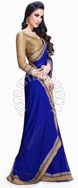 Royal Blue Chiffon Saree