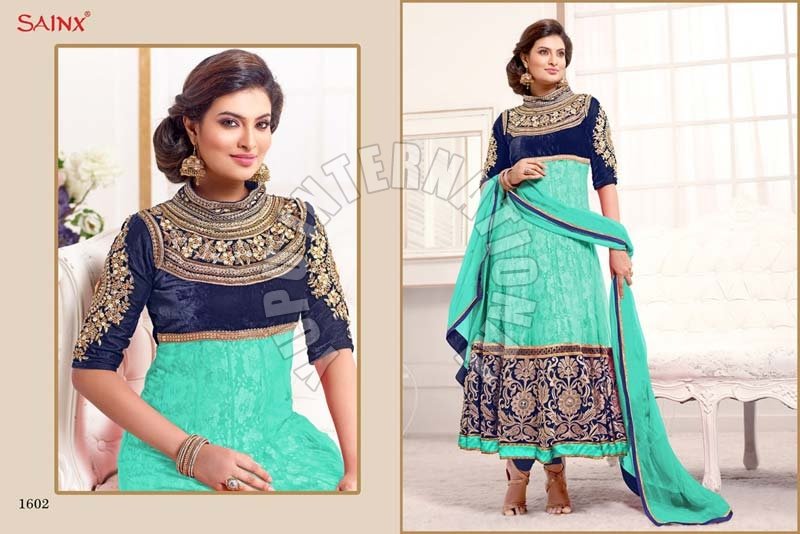 Sayali Bhagat Light Blue Georgette Semi Stitched Anarkali Suit