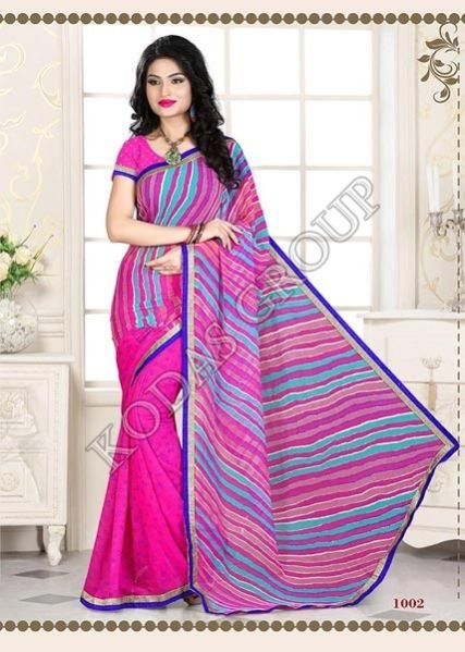 Pink Lehariya Saree