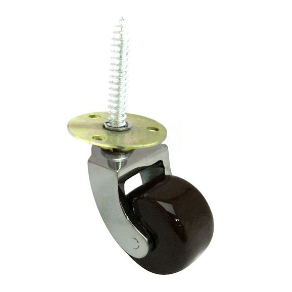 Chrome Gripneck castor with brown cermic wheel