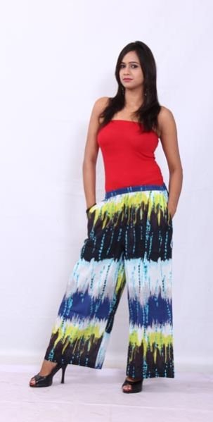 Cotton Tie Die Plazo Blue