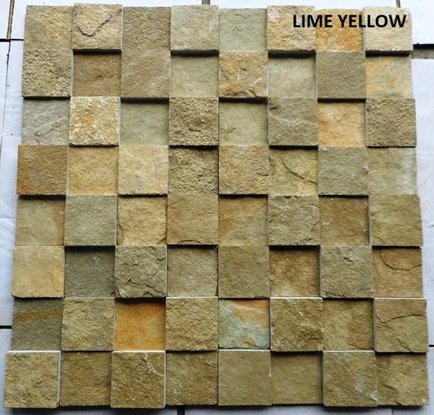 Cubic Lime Yellow 2  Slate Stone