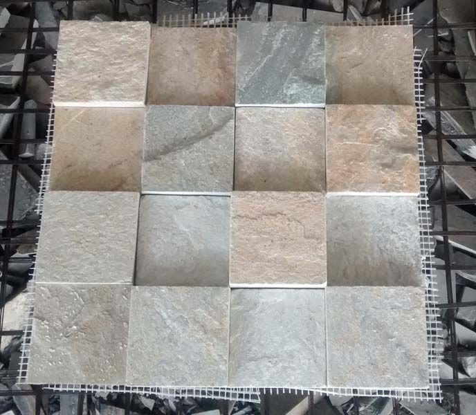 KK White Cubic Quartz Slate Stone