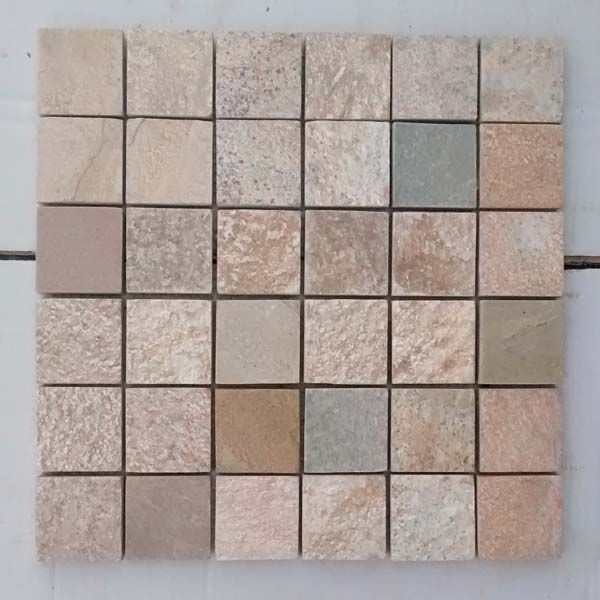KK White Mosaic Quartz Slate Stone