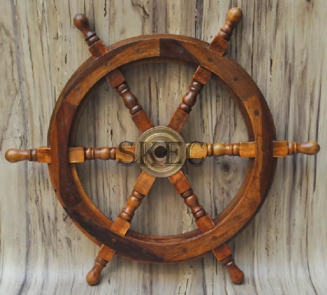 Wooden Nautical Ship Wheel 01