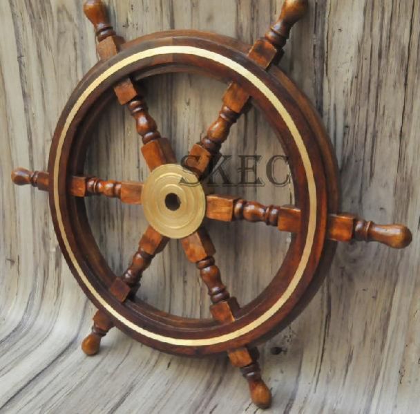 Wooden Nautical Ship Wheel 02