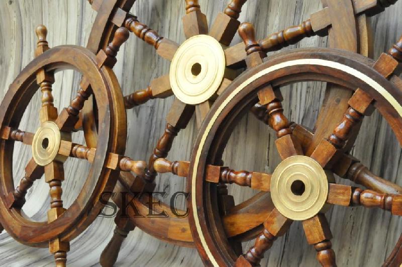 Wooden Nautical Ship Wheel 03