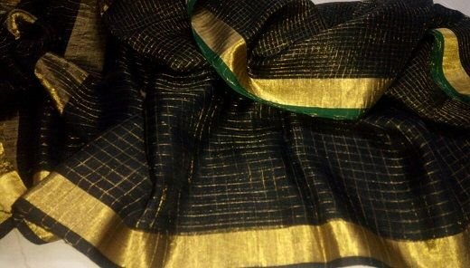 Linen Check Saree 01