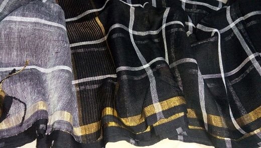 Linen Check Saree 02