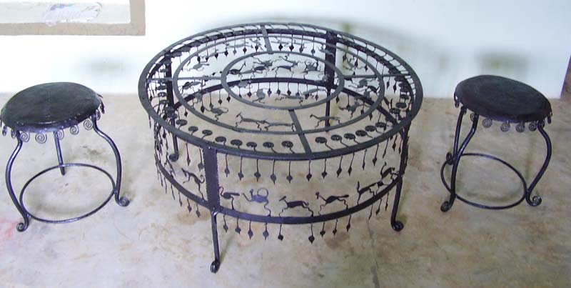 Wrought Iron Center Table & Chair