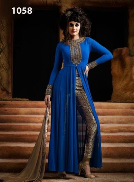 Nakshi Nevy Blue Bottom Work Anarkali Suit