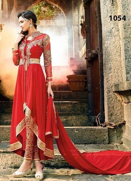Red Bottom Work Anarkali Suit