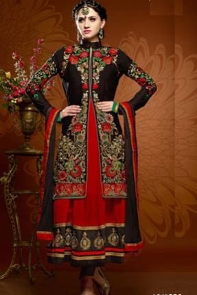 Vivel's red & Black Anarkali Suit