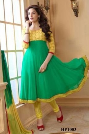 Yellow And Green Anarkali Suit
