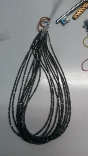 12 to 14 Inch Black Polished Cut Diamond Beads
