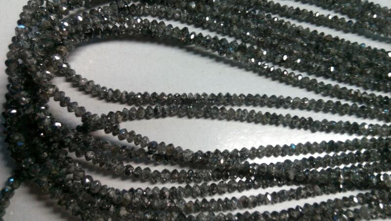 Round Black Polished Cut Diamond Beads