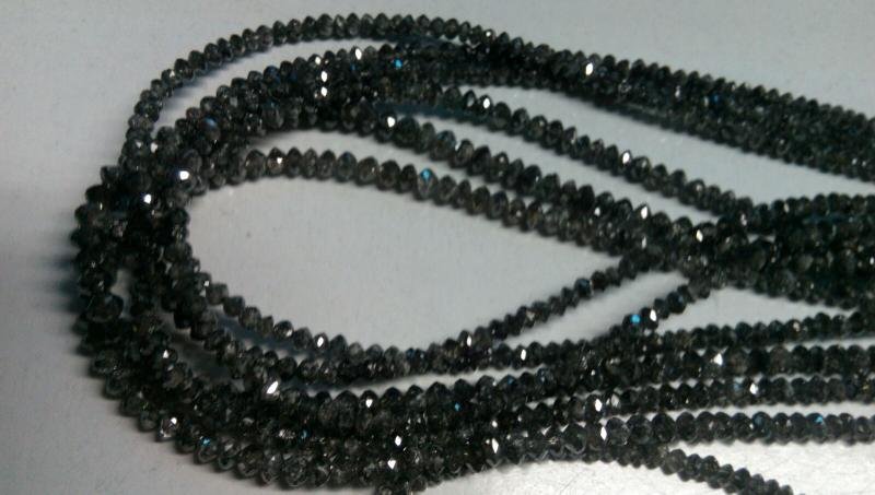 Small Size Black Polished Cut Diamond Beads