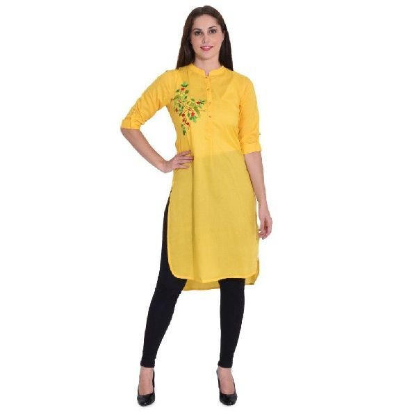 KD 015 Yellow  Ladies Kurti