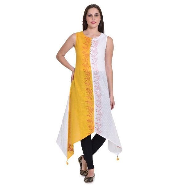 KD 042 White Musterd Ladies Kurti