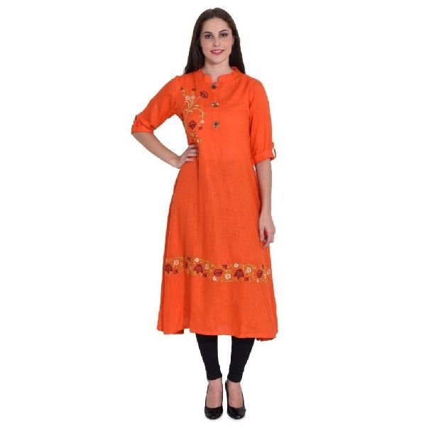KD 055 Orange Ladies Kurti