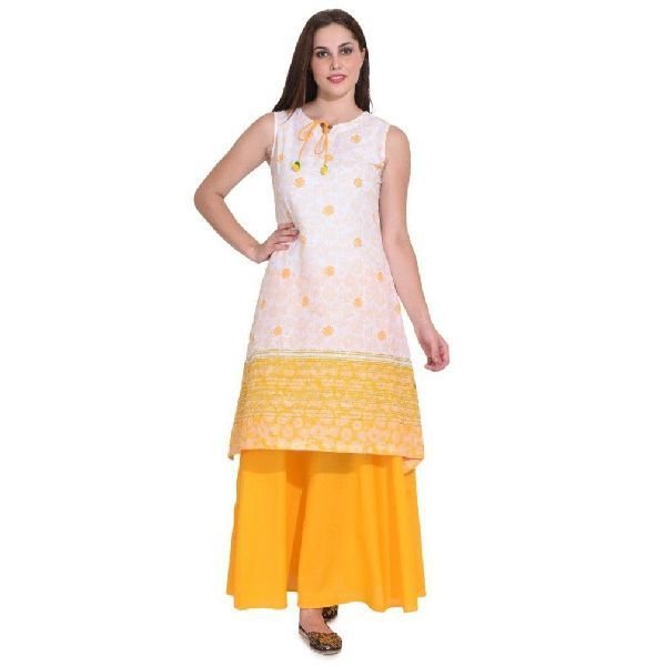 KD 076 Yellow Ladies Kurti