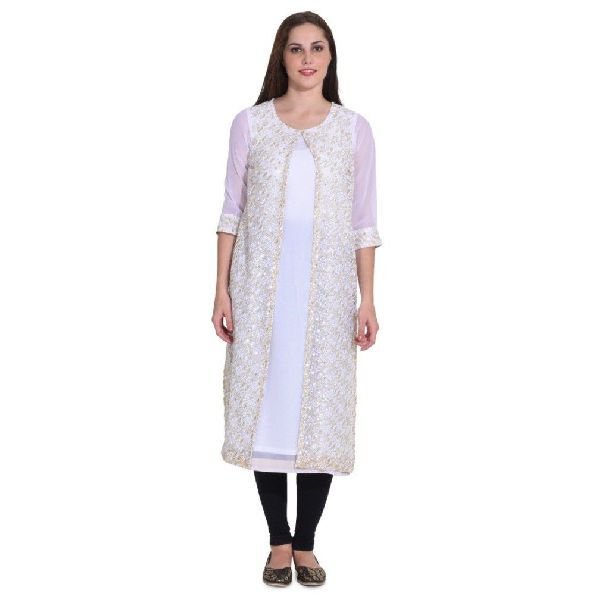 KD 078 White Ladies Kurti