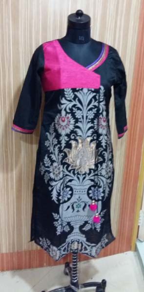Black Printed Cotton Kurti
