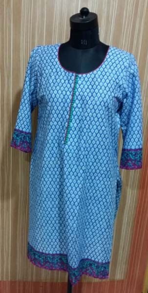 Blue Printed Cotton Kurti