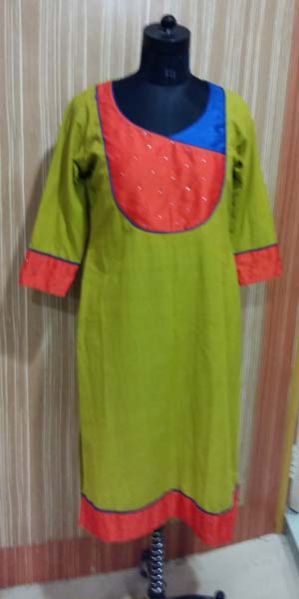 Parrot Green Cotton Kurti
