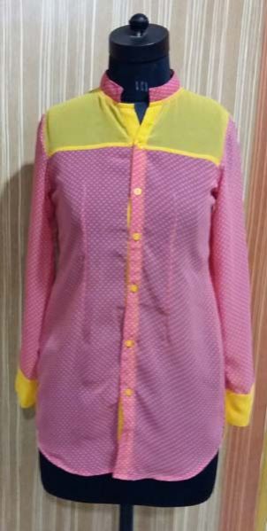 Pink and Yellow Cotton Kurti