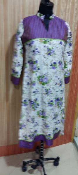 White Printed Cotton Kurti
