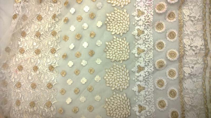 Fancy Net Fabrics With Thready,sequine With Zari Embroidery Fabrics
