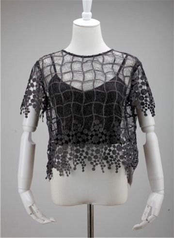 Black Net Fringe Top