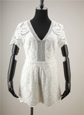V- Neck White Lace Top