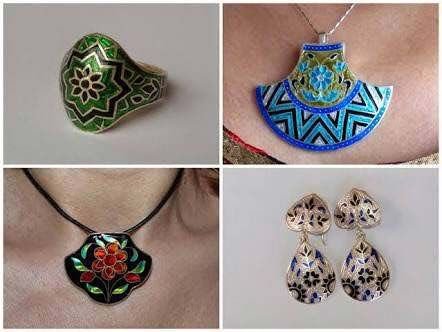 Silver Meenakari Earrings 01