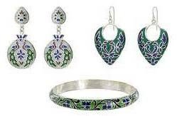 Silver Meenakari Earrings 02