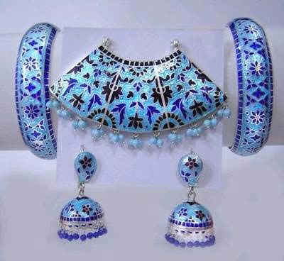 Silver Meenakari Earrings 04